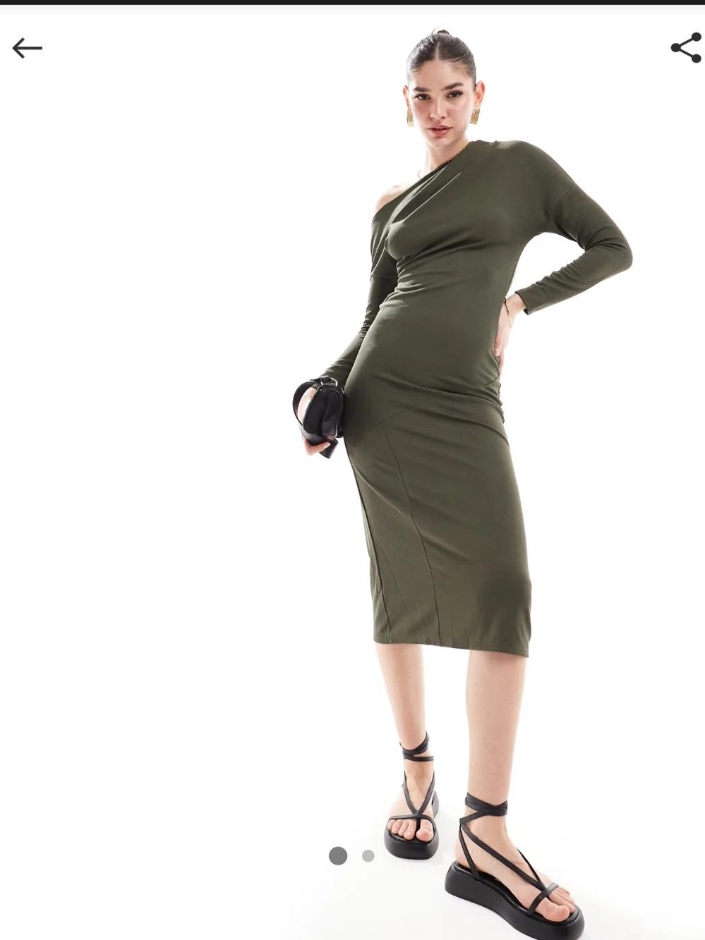 ASOS DESIGN Draped Midi Dress in Green Size 6